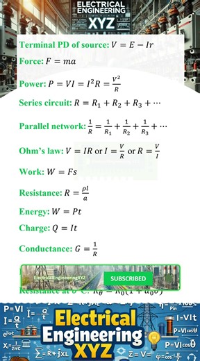 Electrical Engineering Formulas Part 1 #electricalengineeringxyz