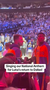 What an ELECTRIC crowd for Luka Doncic‘s big return to #Dallas! Always an honor to sing our #NationalAnthem, even more so for our Dallas Mavericks vs. Los Angeles Lakers ! 🇺🇸🏀 #dallasmavericks #luka #NBA #texas | Holly Tucker