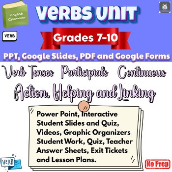 Verbs Worksheets and Slide Show: Grade 7 to 10 Grammar