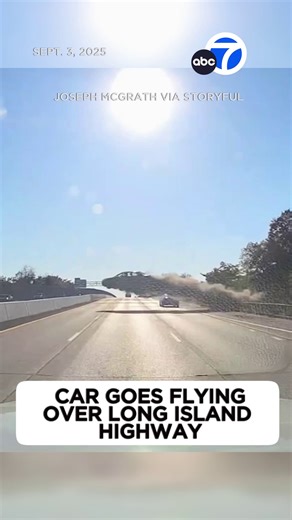 SHOCKING! A driver's dashcam captured the wild moment a vehicle went flying over several lanes of traffic on the Sunrise Highway, one of the busiest freeways on Long Island. The driver of the airborne vehicle had reportedly suffered a seizure before losing control. Only minor injuries were reported. | ABC7