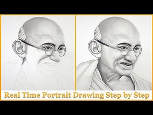 How to Draw Mahatma Gandhi - Real Time Portrait Drawing: A Step by Step Sketching Guide!