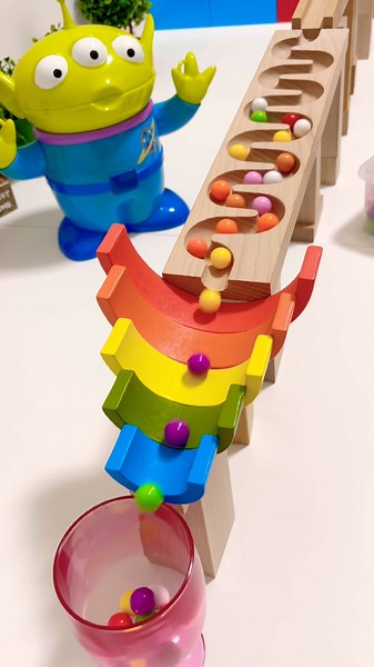 marble Run Race ASMR #84 Wooden Wave Course Colorful Marbles #marblerun #marblerunrace #asmr