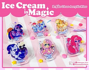 MLP Acrylic Pins 1.5 Inches - Fan Made- Sweet Treats - Childhood Nostalgia - Ice Cream Fun - Etsy