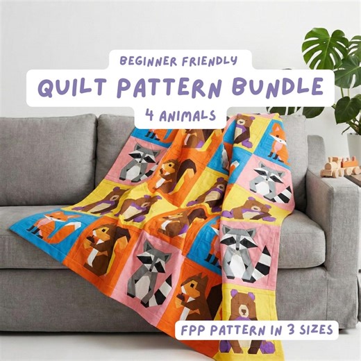 Woodland Animals Quilt Pattern Bundle Modern FPP Foundation Paper Piecing Block Sewing Pattern for Beginner Fox Bear Squirrel Raccoon Nature - Etsy Canada