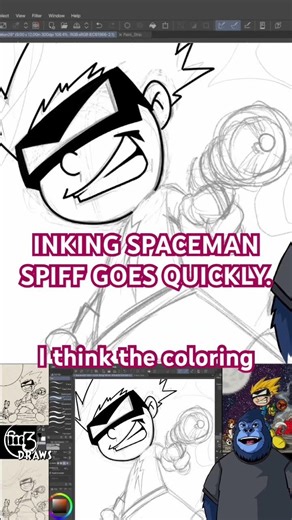 Coloring takes the longest on Spaceman Spiff.