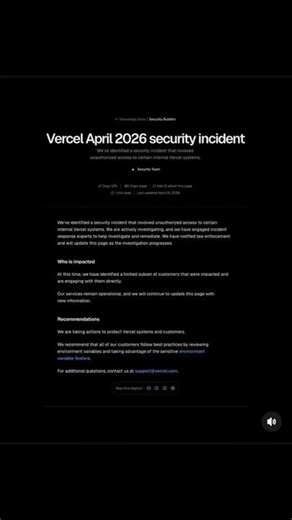 BREAKING: Vercel reportedly hacked… and the data is now being sold for $2M 😳