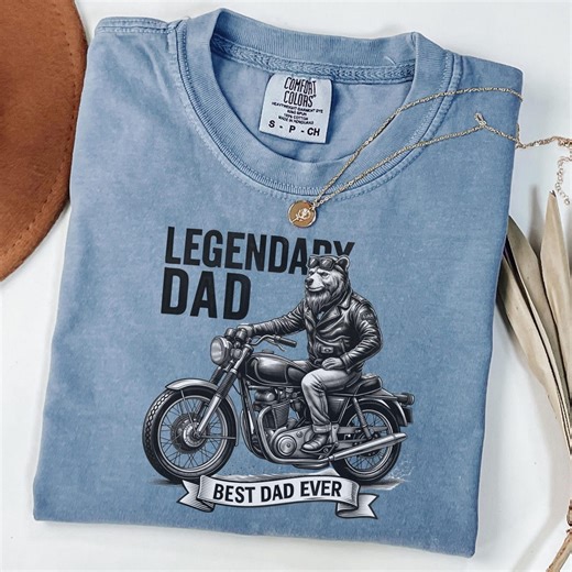 Legendary Dad Shirt, Best Father Gift, Biker Bear Tee, Motorcycle Design, Cool Daddy Outfit, Fathers Day Present, Vintage Graphic Apparel