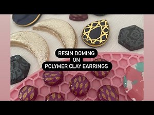 Resin Doming on Polymer Clay Earrings / Top Coating / Tutorial / Guide