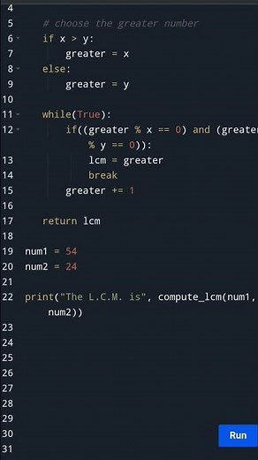#python 255 To find LCM of two numbers.#python #lcm #pythonprogramming #pythontutorial