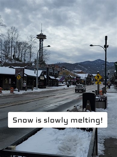 The snow is slowly melting in Gatlinburg after last weekend's storm. #smokymountains #tennessee #Gatlinburg #winter #snow