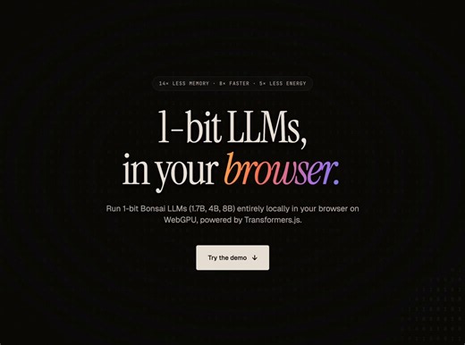 The era of 1-bit LLMs is here — now with WebGPU acceleration! 🤯It's incredible to think that a quantized 1.7B model (just 290MB in size) can run at ~100 tokens per second entirely in your browser.Try the demo yourself 👇