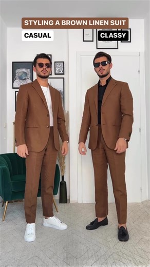 Styling a Brown Linen Suit: Left or Right?