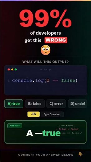 99% of Developers Get This Wrong 😳 | JavaScript Quiz #Shorts