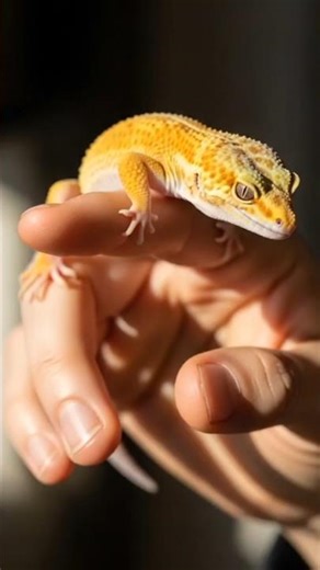 Leopard Gecko Chills Peacefully on My Finger 🦎😌 #shorts #lizard #reptiles #lizardsound