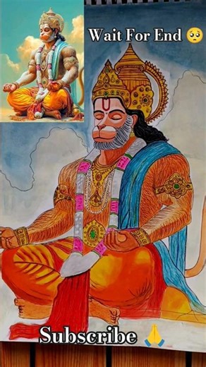 lord hanuman drawing | wait for end #art #god #hanuman #shorts 👍😱