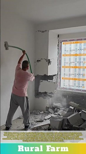 Breaking Concrete Wall using A Heavy Sledgehammer Tool: Indoor Demolition Pro