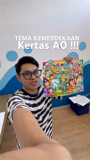 Menggambar mewarnai tema kemerdekaan HUT RI di kertas A0 ⁉️