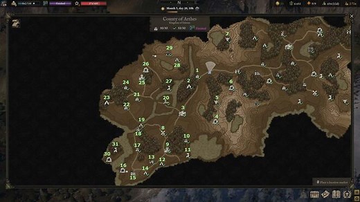 County of Arthes Map - Wartales Walkthrough