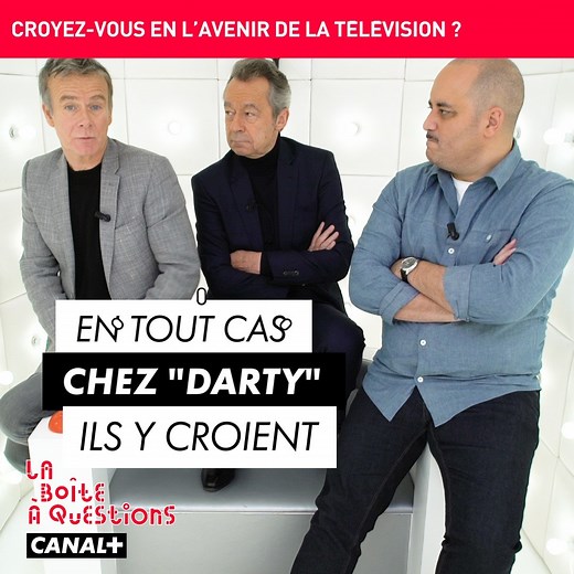 "- Croyez-vous en l’avenir de la télévision ? - En tout cas chez Darty, ils y croient parce qu’il y en a encore beaucoup à vendre." 😂 Merci Michel Denisot, Franck Dubosc Officiel et Jerome Commandeur ! #TouteRessemblance | La Boîte à Questions