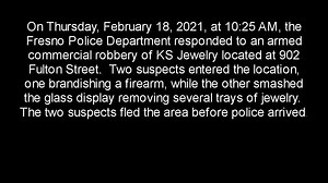 Help Fresno Police Department identify and capture two armed robbery suspects. Contact Valley Crime Stoppers at 559-498-7867 or www.valleycrimestoppers.org You will remain anonymous and may be eligible for a cash reward. | Fresno County Sheriff's Office