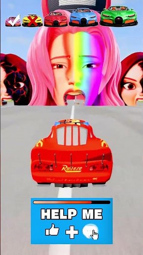 Big & Small Mcqueen Cars vs Giant head animation 3D mods
