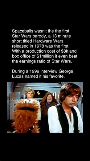 docum on Instagram: "Here's what they're not telling you about Star Wars parodies: While Spaceballs is a classic, the very first Star Wars parody was a 13-minute short titled 'Hardware Wars,' released in 1978, just a year after the original film. Most people miss this detail, but its financial performance is truly astounding. With a production cost of only $8,000, it pulled in a staggering $1 million at the box office. The context you need to understand this is that this earnings ratio actually