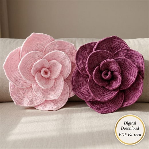 Crochet Flower Pillow Pattern PDF, Floral Cushion, Home Decor, - Etsy