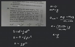 There is a spring with nature length L_{0}. Two masses m_{1} an... | Filo