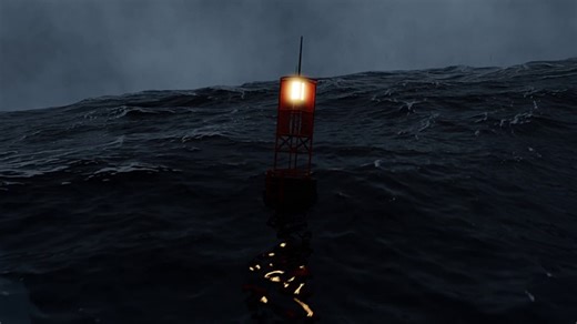 Ocean, Bouy, Rough Waves. Free Stock Video