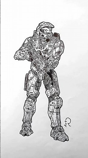 Speed drawing StickMan Master Chief #shorts #anime #drawing #masterchief