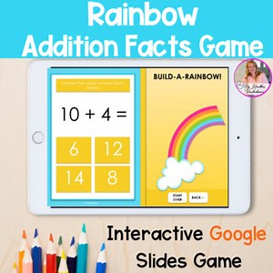Addition Facts Google Slides Game Rainbow Themed | Math Facts