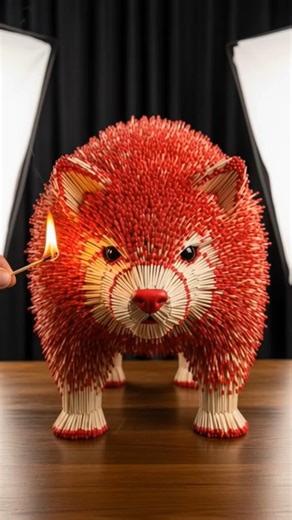 Ultra Realistic Matchstick Animal Sculpture .🔥. AI Art Timelapse