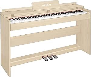 WENCAI 88 Key Fully Weighted Digital Piano Keyboard, 88 Keys Hammer Action Electric Pianos, Wooden Classic Upright Electronic Piano for Beginner, Professional, Midi Compatible, Triple Pedal (beige)