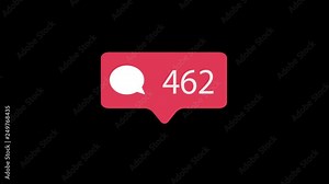 Pink Comment Icon On Black Background. Comment Counting for Social Media 1-2K Comments. 4K video.