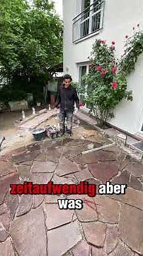 Polygonalplatten im Kreis verlegen: schön, aber mühsam. Fugen versetzen, lange Fugen vermeiden!