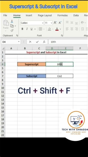 Superscript & Subscript in Excel #excel #shorts #msoffice #exceltricks #exceltips #exceltutorial