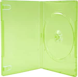 Maxtek 14mm Transparent Green Standard Single Capacity DVD Case with Outter Clear Sleeve Compatible for Xbox Game Discs, 10 Pieces Pack