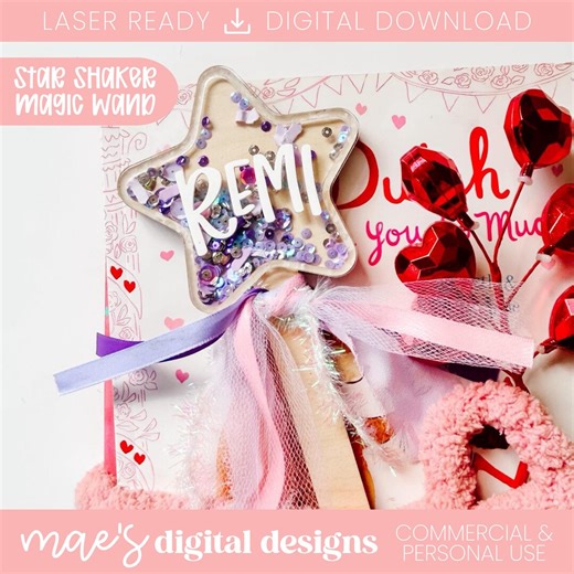 Star Shaker Wand SVG, Girly Magic Wand SVG, Magic Wand Laser File, Wand Shaker SVG, Star Shaker Laser File, Magic Wand Laser File - Etsy