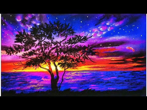 Pastel painting for beginners - Drawing of nature - landscape realistic - landscape Drawing