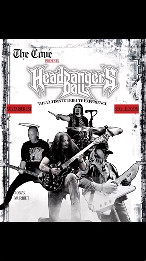 Saturday 11/1: We're turning up the heat at The Cove Bar & Grill with an unforgettable show featuring a diverse set of songs you know and love! OZZY, Journey, Led Zeppelin, AC/DC, and many more! Come ready to let loose and belt out your favorite jams. | Headbangers Ball Music