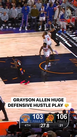 Amazing hustle play by Grayson Allen to deflect the loose ball off the defender for the possession! 💪 | NBA