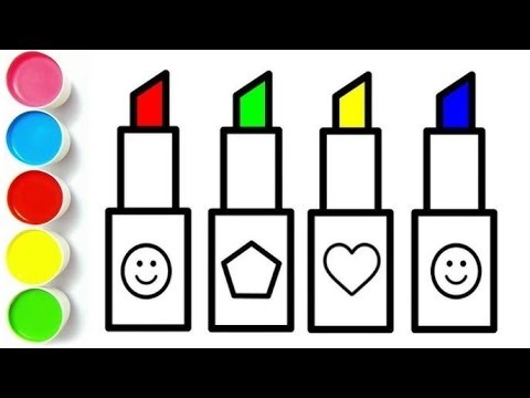Lipstick drawing painting,colouring | easy acrylic painting for kids | Art and Learn