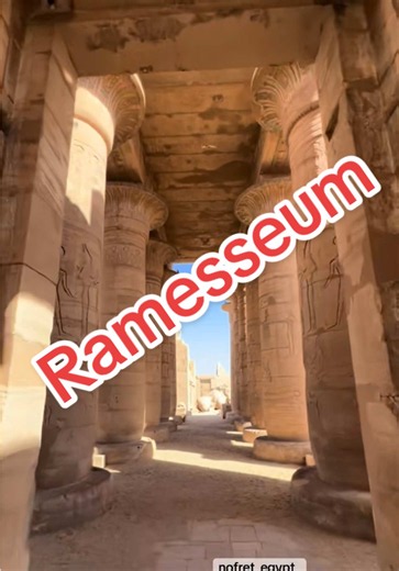 ‼️Ancient Egypt - Ramesseum‼️ The Ramesseum, mortuary temple of Ramesses II, stands in the Theban Necropolis near Luxor. Osiriad Courtyard Beyond the second pylon lies the Osiriad Courtyard, marked by Osiride pillars—columns showing Ramesses II as Osiris, symbolizing his divine status. Wall reliefs depict scenes from the Battle of Kadesh and fertility festivals for Min, blending military and religious imagery. Though weathered, surviving pillars and carvings still convey the temple’s original sp
