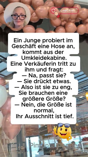 Ein Junge probiert im Geschäft eine Hose an, kommt aus der Umkleidekabine.... #lustig #funny #witze