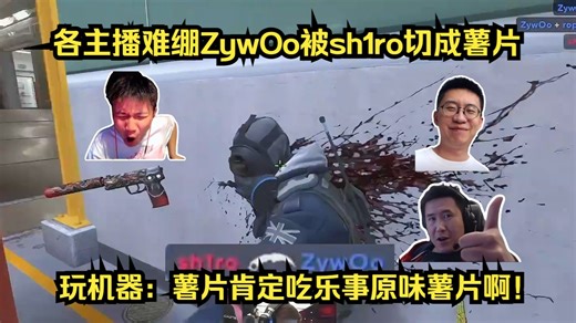 想吃薯片了！各主播难绷ZywOo被sh1ro切成原味薯片！玩机器：薯片肯定吃乐事原味薯片啊！