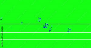 4k dancing musical notes on strings in green screen