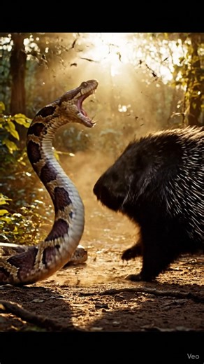 Porcupine vs Venomous Snake | Nature’s Sharpest Defense 🦔🐍 #Shorts