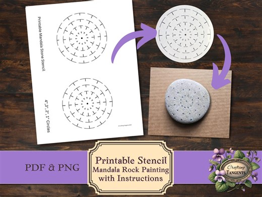 Mandala Rock Painting Stencil – Printable Reusable Dot Art Template for Beginners PDF - Etsy