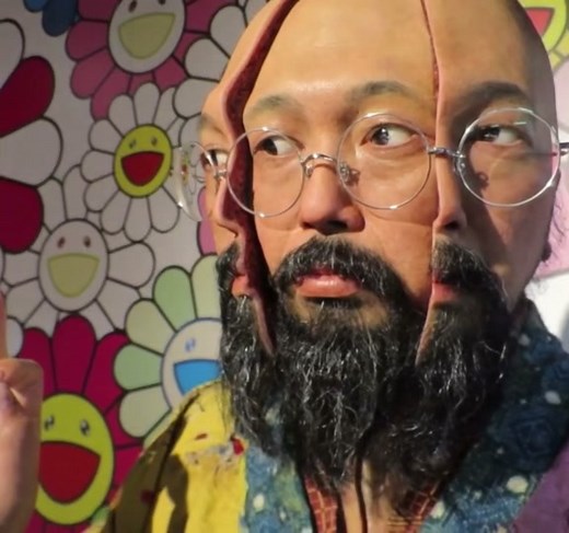 Self-portrait titled 'Split' by artist Takashi Murakami, inspired by a ancient sculpture in the Saionji Temple in Kyoto. The animatronic is posing with a Buddhist hand symbol (mudra) which signifies teaching. #falseface #takashimurakami