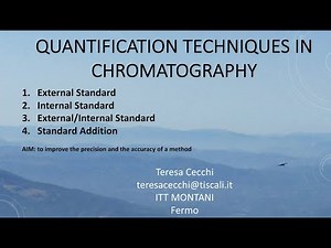 Quantification: External Standard, Internal Standard, External/Internal standard, Standard Addition
